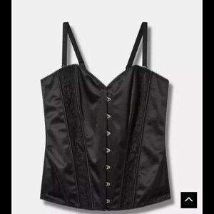 Torrid Satin Hook Front Corset NIP Size 3 Rich Black